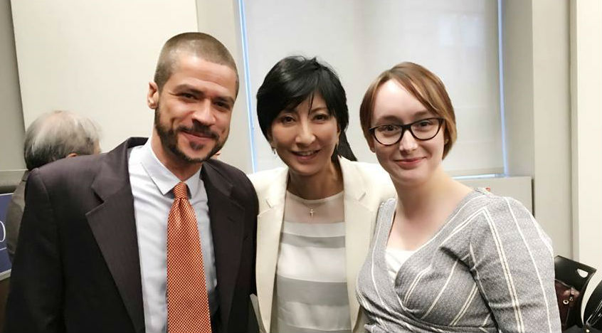 From left to right: Gustavo Vieira, EO's Director of Public Relations; Fujiyo Ishiguro, EO Toyko member; Karen Summerson, EO's Writer/Editor